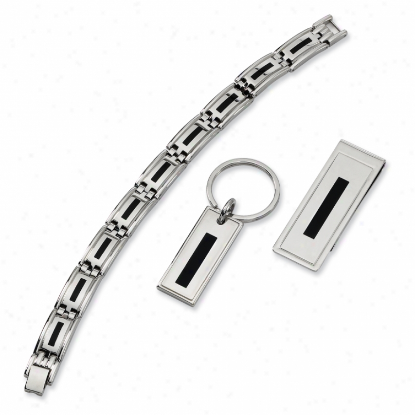 Stainless Steel Enameled Bracelet Money Clip Wedge Chain Fix