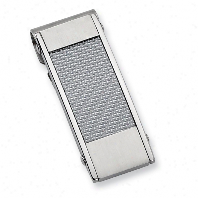 Stainless Steel Grey Carbon Fiber Money Clip