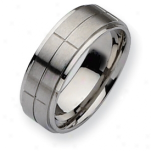 Stainless Steel Grooved 8mm Satin Polishec Band Ring Size 13