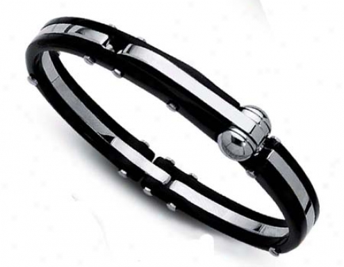 Stainless Steei Mens Bol dBangle Bracelet - 8.5 Inch