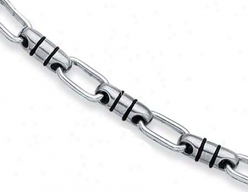 Stainlesss Steel Mens Bulleg Design Necklace - 24 Inch
