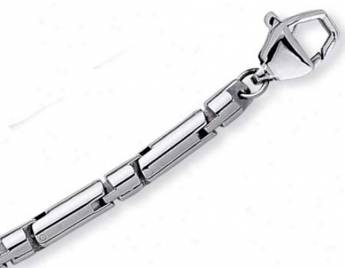Stainless Steel Mens Fancy Bullet Link Bracelet - 8.5 Inch