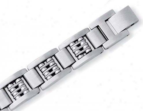 Stainless Steel Mens Fancy Link Bracelet - 8.5 Inch