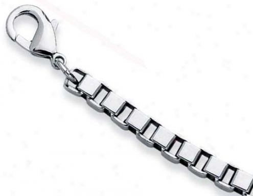 Stainless Steel Mens Large Box Link Bracelet - 8.5 Inch