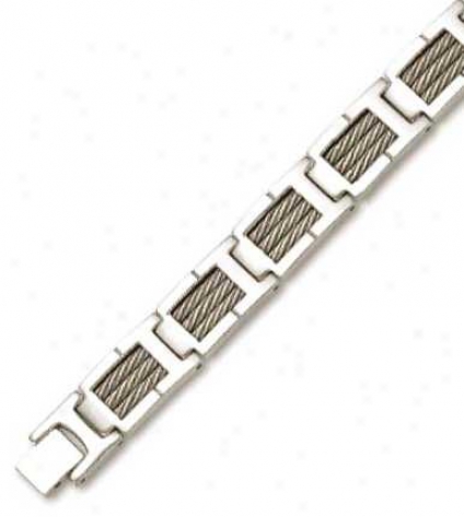 Stainless Steel Mens Twisted Link Bracelet - 8.5 Inch