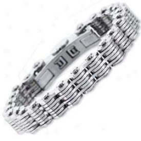 Stainless Steel Seven Layer Mens Link Bracelet - 8.5 Inch