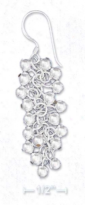 Sterling Silver 1 1/4 Inch 20 Bead Grape Ckuster Earrings