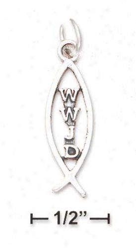 Sterling Silver 1 Inch Wwjd Life Fish Charm