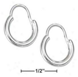 Sterling Silver 12mm Tubular Hoop With U Wire Earrings
