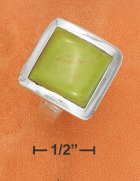 Sterling Silver 12x14mm Square Gaspeite On 4mm Plain Ring