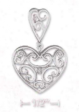 Sterling Silver 13mm Heart Shape Bail