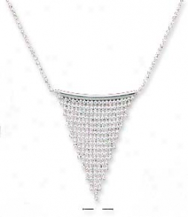 Sterling Silver 16 Inch Beaded Waterfall On Bar Necklace