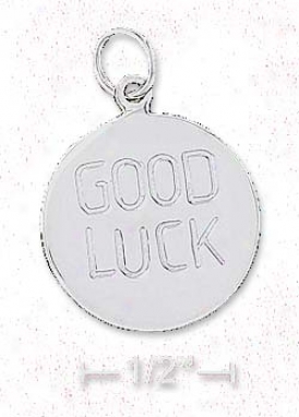 Sterling Silver 18mm Round Good Luck Disk Charm