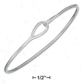 Sterling Silver 2mm Wire Bangle Bracelet Loop Hook Closure