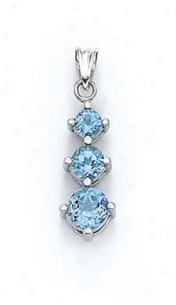 Sterling Silver 3-blue Topaz Pendant