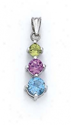 Sterling Silver 3-stone Multi-gem Chandelier