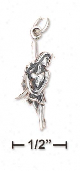 Sterling Silver 3d Antiqued 1 Inch Fairy Charm