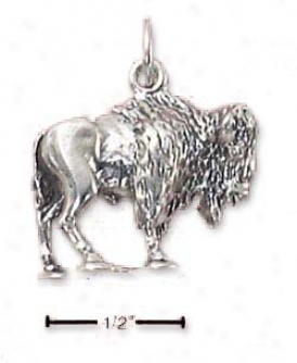 Sterling Silver 3d Standing Bison Charm