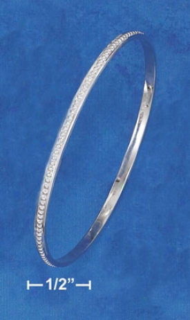 Strling Silver 4mm Wide Continuous Beaded Bangle Bracelet