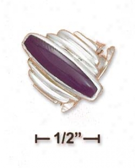 Sterling Silver 4x19mm Sugilite Bar Ring With Step Sides