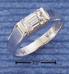 Sterling Silver 5x7 Inset Emerald-cut Cz Company Ring