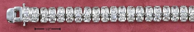 Sterling Silver 7 In. Continuous 3 Cz Dome Flexible Bracelet