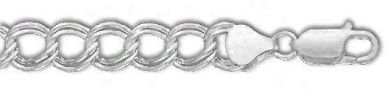 Sterling Silver 7 Inch X 9.0 Mm Charm Link Bracelet
