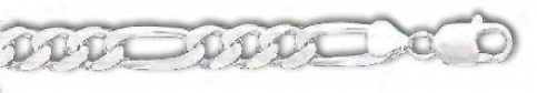 Sterling Silver 7 Inch X 9.6 Mm Figaro Chain Bracelet