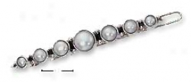 Sterling Silver 7 Round Pearl Hair Clip