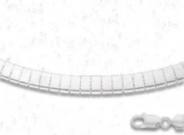 Sterling Silvef 8 Inch X 4.0 Mm Omega Bracelet