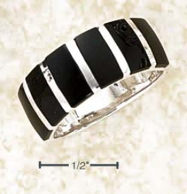 Sterling Silver 8mm Band Ring With Black Onyx