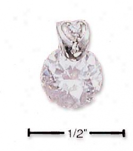 Sterling Silver 8mm Cubic Zirconia Fancy Heart Bail Pendnt