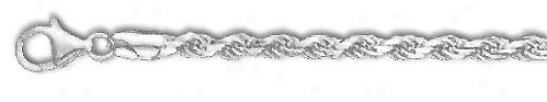 Sterling Silver 9 Inch X 4.0 Mm Rope Enslave Bracelet