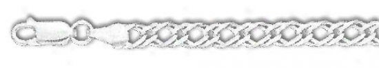 Genuine Silver 9 Inch X 5.0 Mm Rombo Chain Bracelet