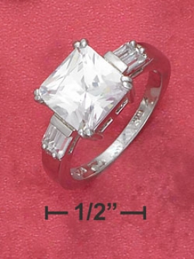 Sterling Gentle 9mm Cz Ring With Double Side Baguettes