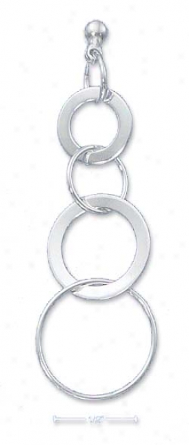 Sterling Silver Alternating Wide Interlocked Rings Earrungs