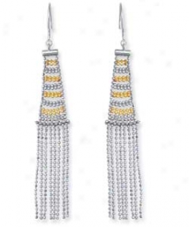 Sterling Silver And 14k Yellow Designer Beaded Earrings