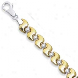 Sterlin gilver And 14k Yellow Designer Bracelet - 7.25 Inch