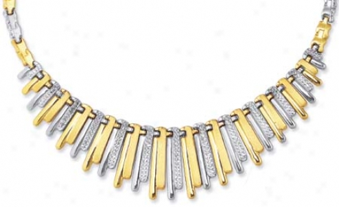 Sterling Silver And 14k Yellow Designer Necklace - 17 Inch