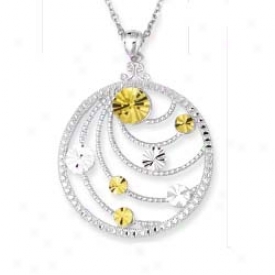 Sterling Silver And 1k Yellow Designer Pendant - 18 Inch