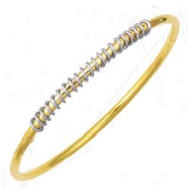 Sterling Silver And 14k Yellow Designer Slip On Bangle