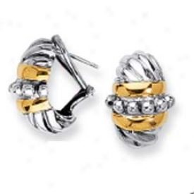 Sterling Silver Amd 18k Yellow Bold Bead Project Earrings