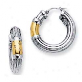 Sterling Silver And 18k Yelow Bold Designer Earrings