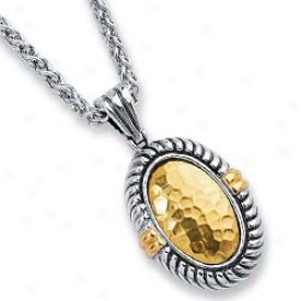 Sterling Silver And 18k Yellow Bold Designer Pendant