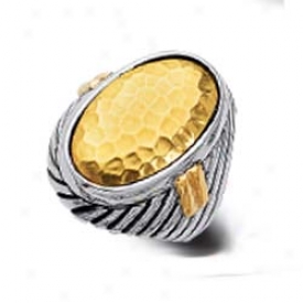 Sterling Silver And 18k Yellow Bold Designer Ring