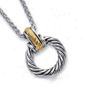 Sterling Silver And 18k Yellow Bold Twisted Design Pendant