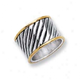 Sterling Silver And 18k Yellow Bold Twisted Purpose Ring