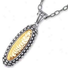 Sterling Silver And 18k Yellow Designer Far-seeing Oval Bead Penda