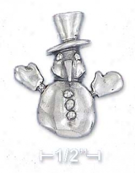 Sterling Silver Antiqued 27mm Throughout Snowman Through  Mitrens Pin