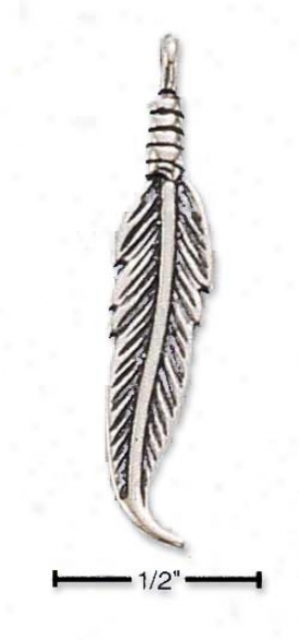 Sterling Silver Antiqued Feather Attraction